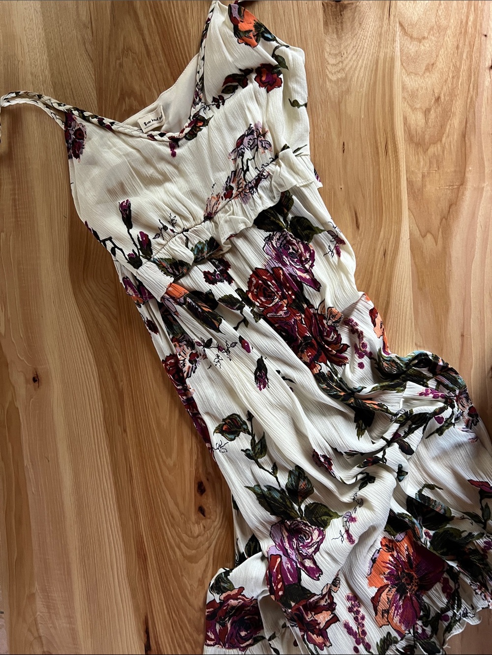Three Bird Nest Cream Boho Maxi with Braided Floral Trim
